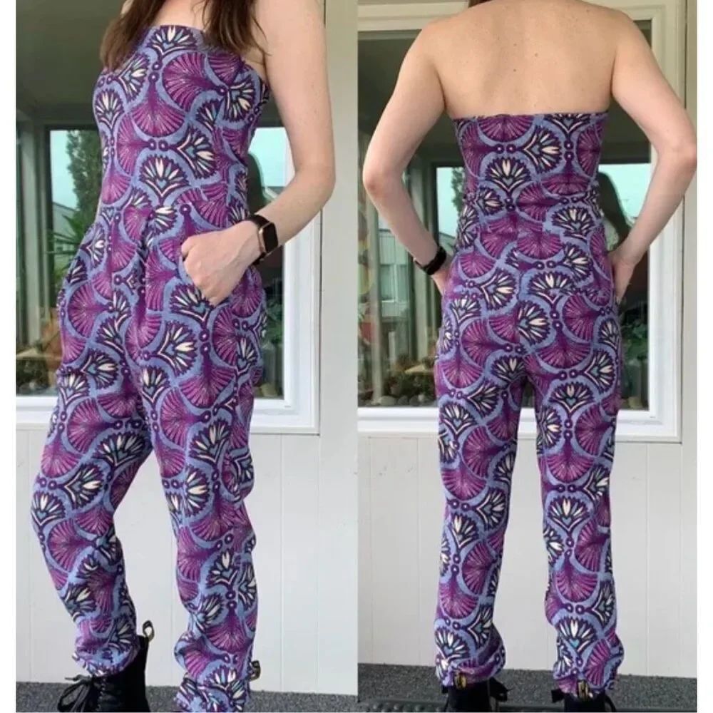Zara Trafaluc Purple Print Romper/Jumpsuit size S